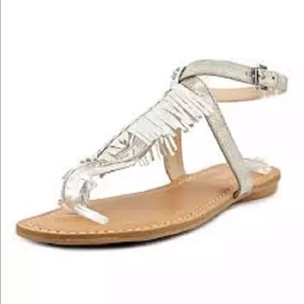 Guess Guavva Silver Metallic Open Toe Sandal 6.5